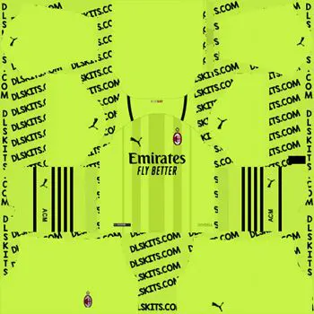 AC Milan 2021 Goalkeeper Home Dream League Soccer Kit for DLS 2019