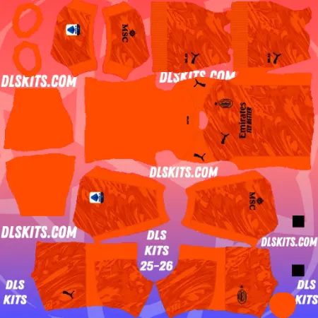 AC Milan 2025-26 Dream League Soccer Kits Serie A DLS 26 AC Milan 2025-26 Goalkeeper Away Kit Dream League Soccer DLS 25 Kits