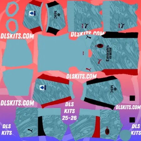 AC Milan 2025-26 Dream League Soccer Kits Serie A DLS 26 AC Milan 2025-26 Goalkeeper Home Kit Dream League Soccer Kits Serie A