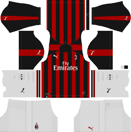 AC Milan 2018-19 Dream League Soccer Kits URL 512x512