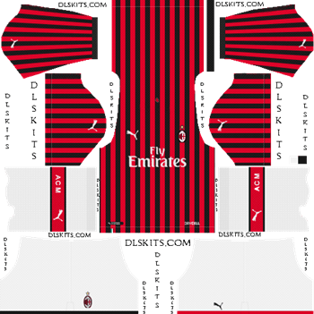 AC Milan Home Kit 2019-2020 - DLS 19 Kits - Dream League Soccer Kits URL