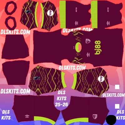 AFC Bournemouth 2025-26 Dream League Soccer Kits DLS 26 AFC Bournemouth Kit 2025-26 Goalkeeper Away Dream League Soccer Kits for DLS 25 URL