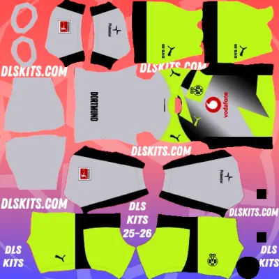 Borussia Dortmund Away Kit 2025-26 DLS Kits for Dream League Soccer