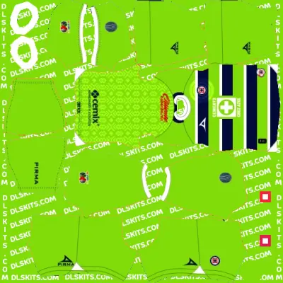 Liga MX Cruz Azul 2024-25 Kits Dream League Soccer DLS Cruz Azul GK Away Kit 2024 Dream League Soccer