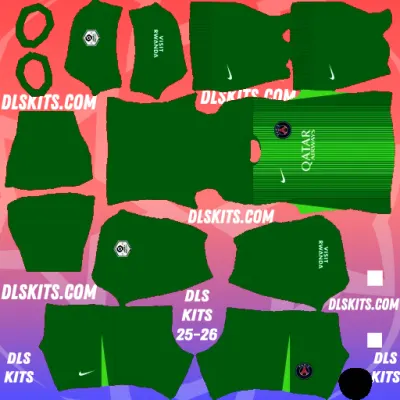Paris Saint-Germain Dream League Soccer Kits for DLS 26 Goalkeeper Away DLS Kits Paris Saint-Germain 2025-26