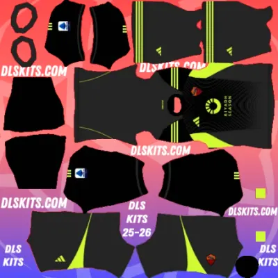 AS Roma 2025-26 Dream League Soccer Kits DLS 26 Goalkeeper Home AS Roma Kit 2025-26 Dream League Soccer Kits URL