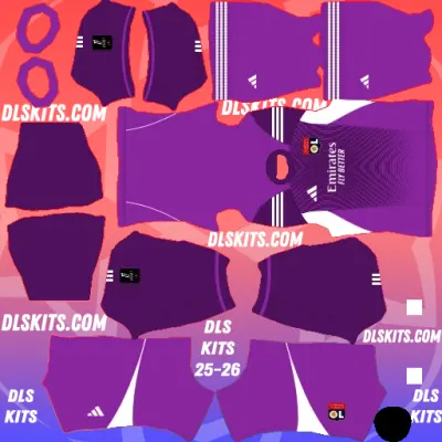 Olympique Lyonnais 2025-26 Dream League Soccer Kits For DLS 26 Goalkeeper Home Olympique Lyonnais 2025 Dream League Soccer Kits URL for DLS 26