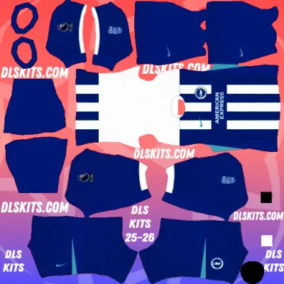 Home Brighton 2025-26 Dream League Soccer Kits For DLS 25