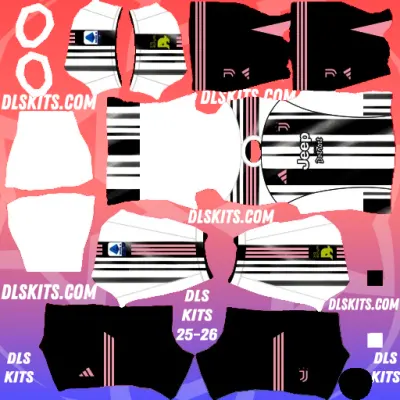 Juventus 2025-26 Dream League Soccer Kits For DLS 26 Serie A/UEFA Juventus Home 2025-26 Dream League Soccer Kits for DLS 25