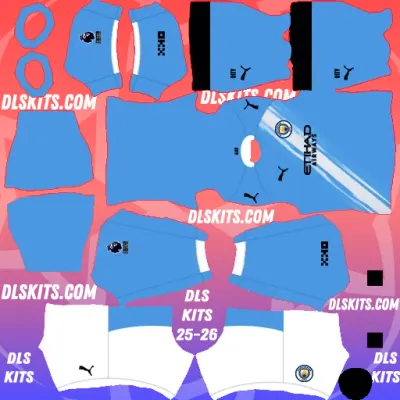 Manchester City 2025-26 Home Kit Dream League Soccer Kits For DLS 25