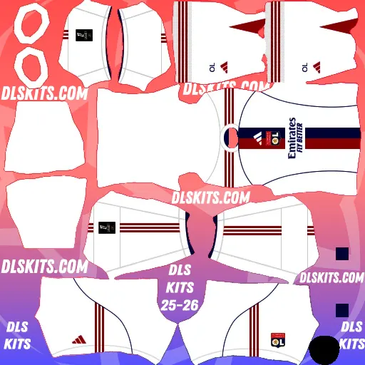 Olympique Lyonnais 2025-26 Dream League Soccer Kits For DLS 26