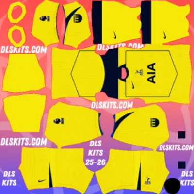 Premier League Tottenham 2025-26 Third DLS Kits for Dream League Soccer 2025